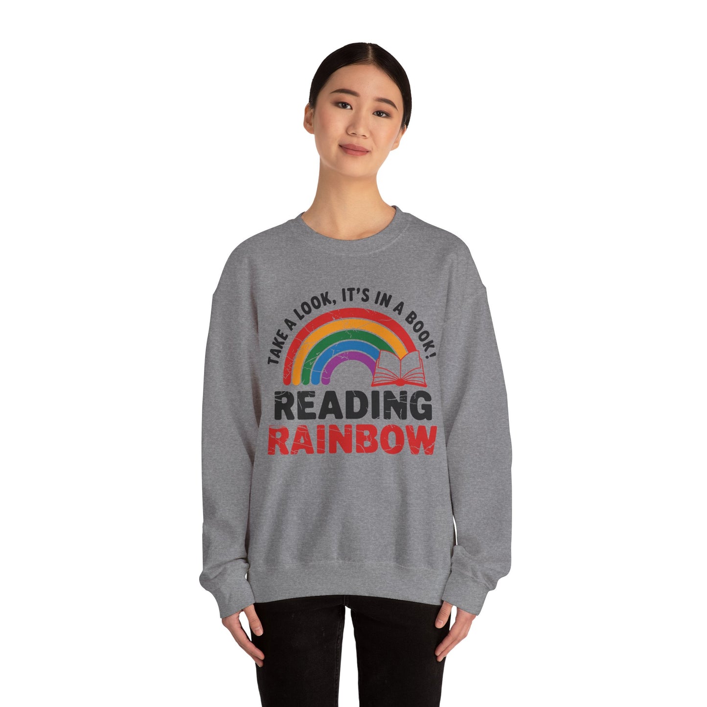 Retro Reading Rainbow Heavy Blend™ Crewneck Sweatshirt