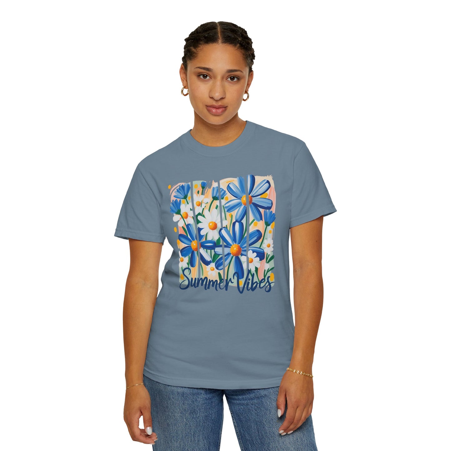 Blue Daisy Summer Vibes Garment-Dyed T-shirt