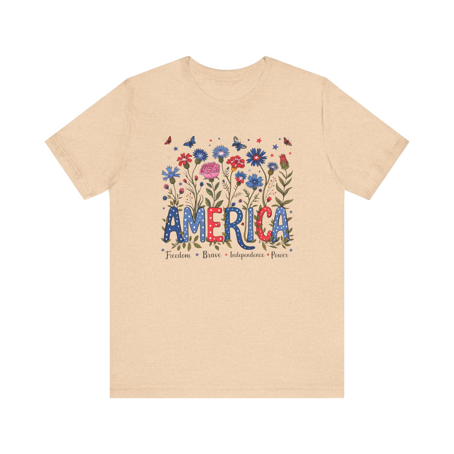 America Flowers Jersey Short Sleeve Tee
