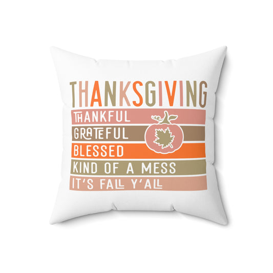 Thanksgiving Spun Polyester Square Pillow