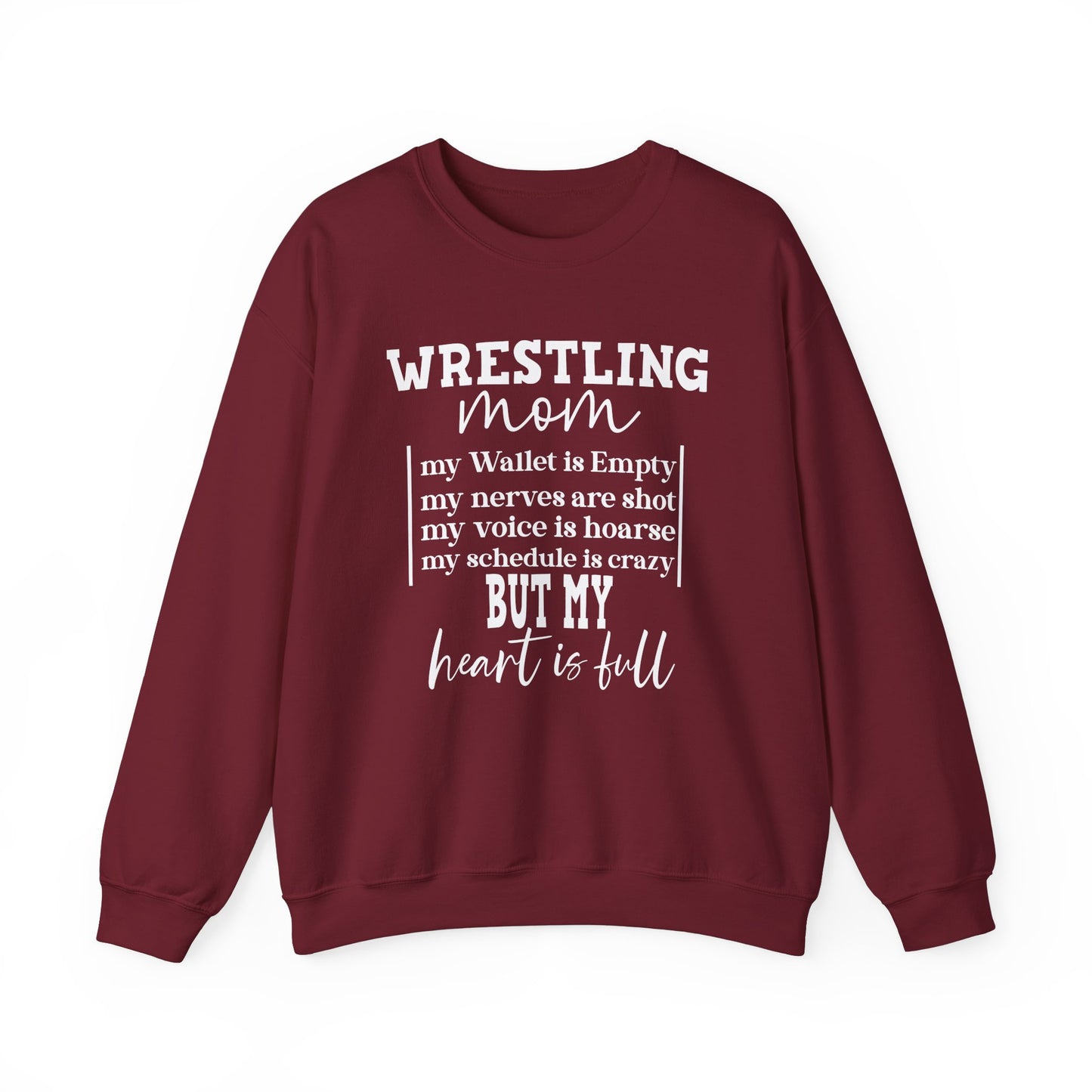 Wrestling Mom Heart Is Full Heavy Blend™ Crewneck Sweatshirt