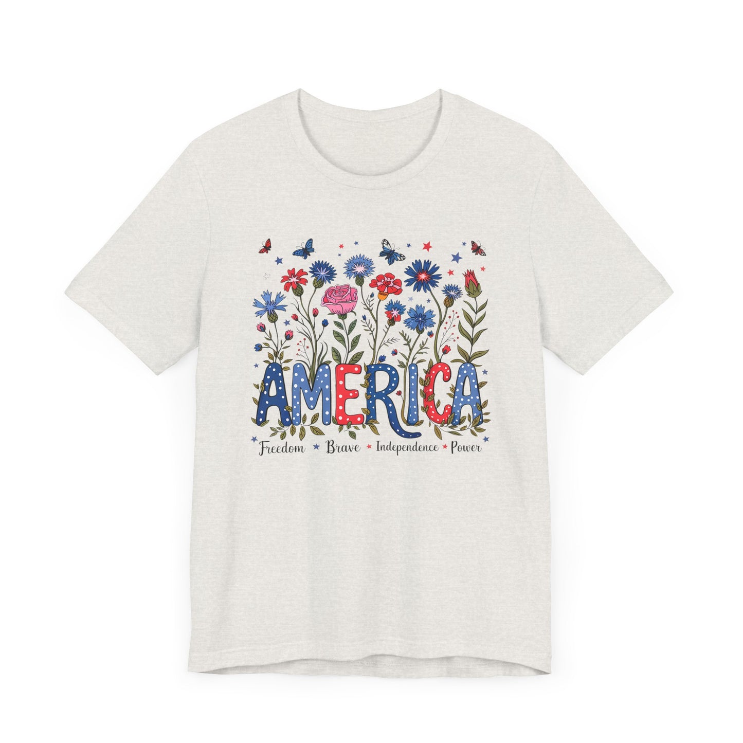 America Flowers Jersey Short Sleeve Tee