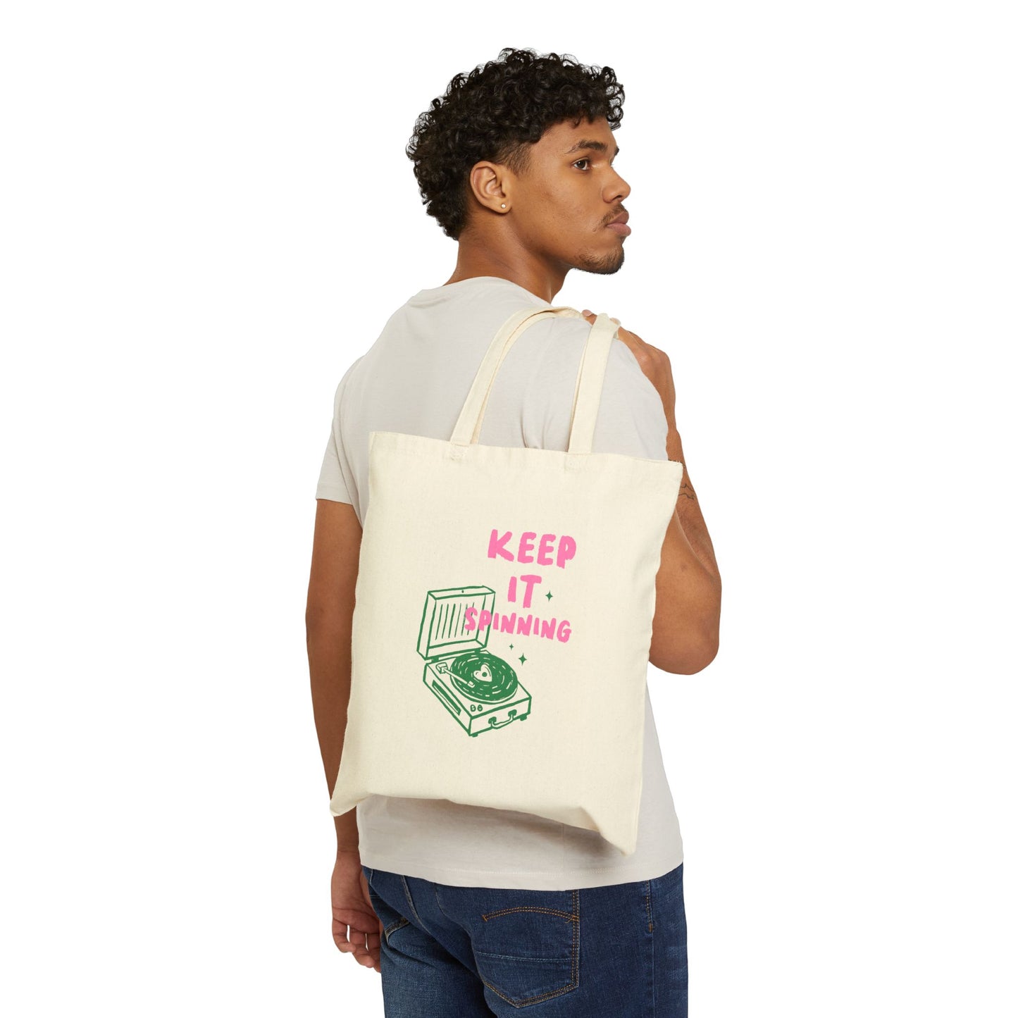 Keep It Spinning Cotton Canvas Tote Bag