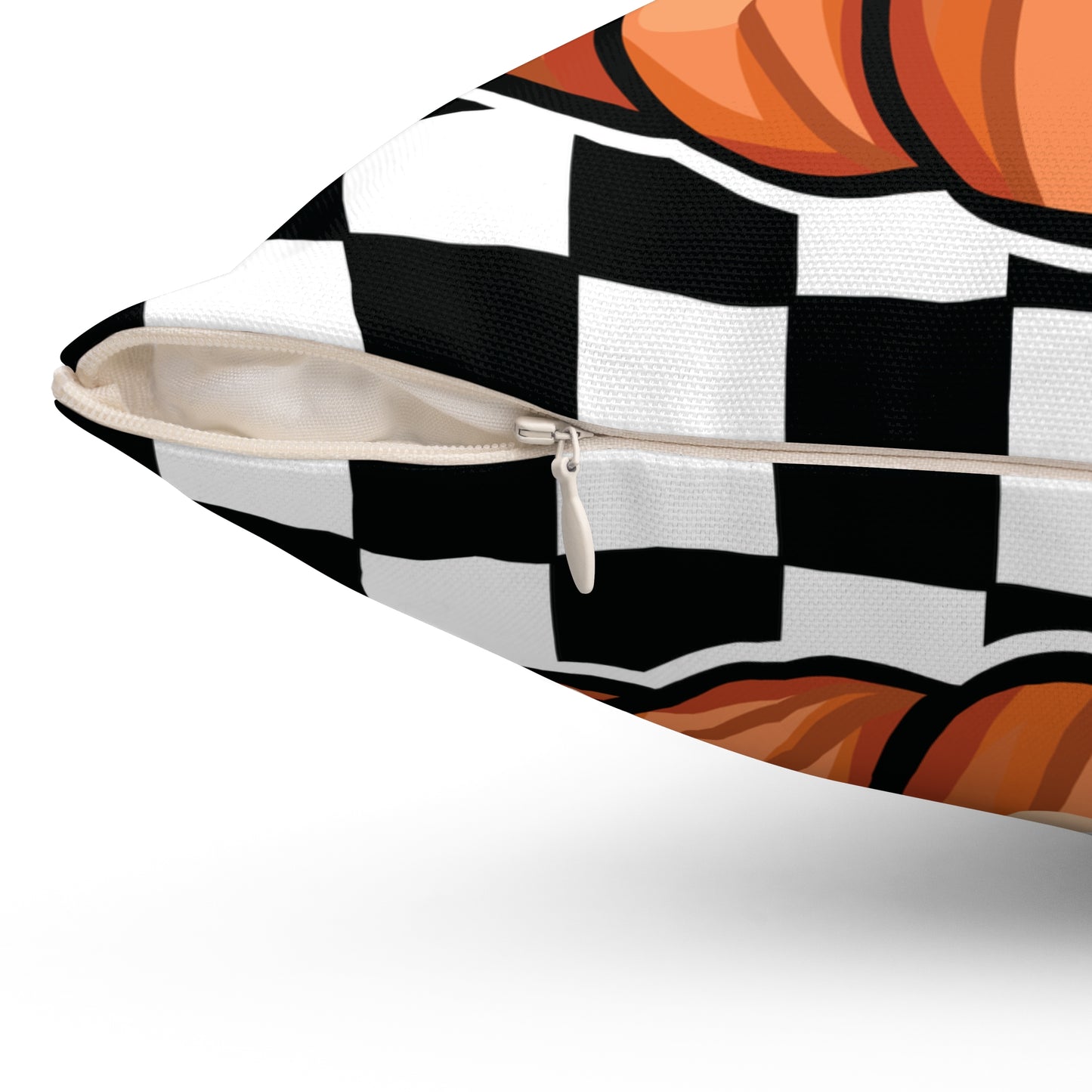 Checkered Pumpkin Spun Polyester Square Pillow