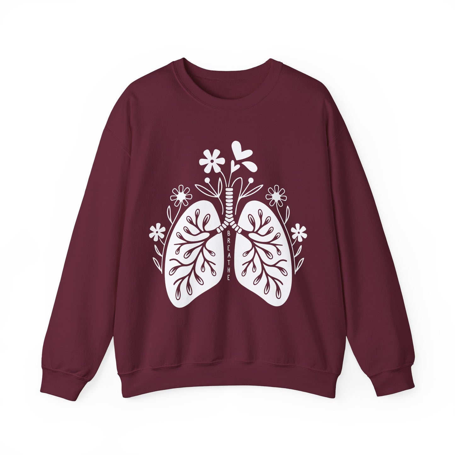 Breathe Floral Lungs Heavy Blend™ Crewneck Sweatshirt