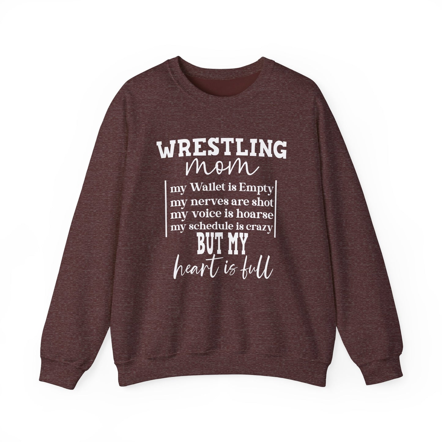 Wrestling Mom Heart Is Full Heavy Blend™ Crewneck Sweatshirt