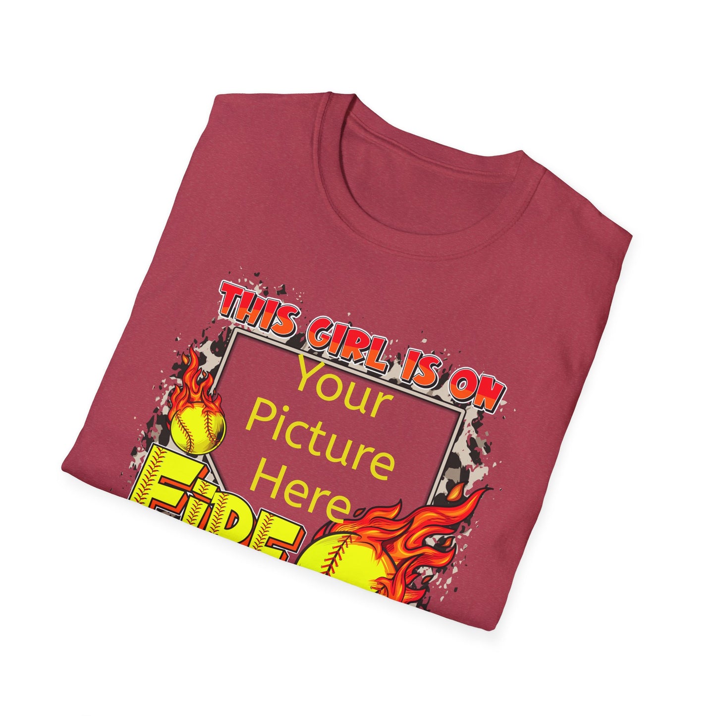 Custom Softball This Girl Is On Fire Softstyle T-Shirt