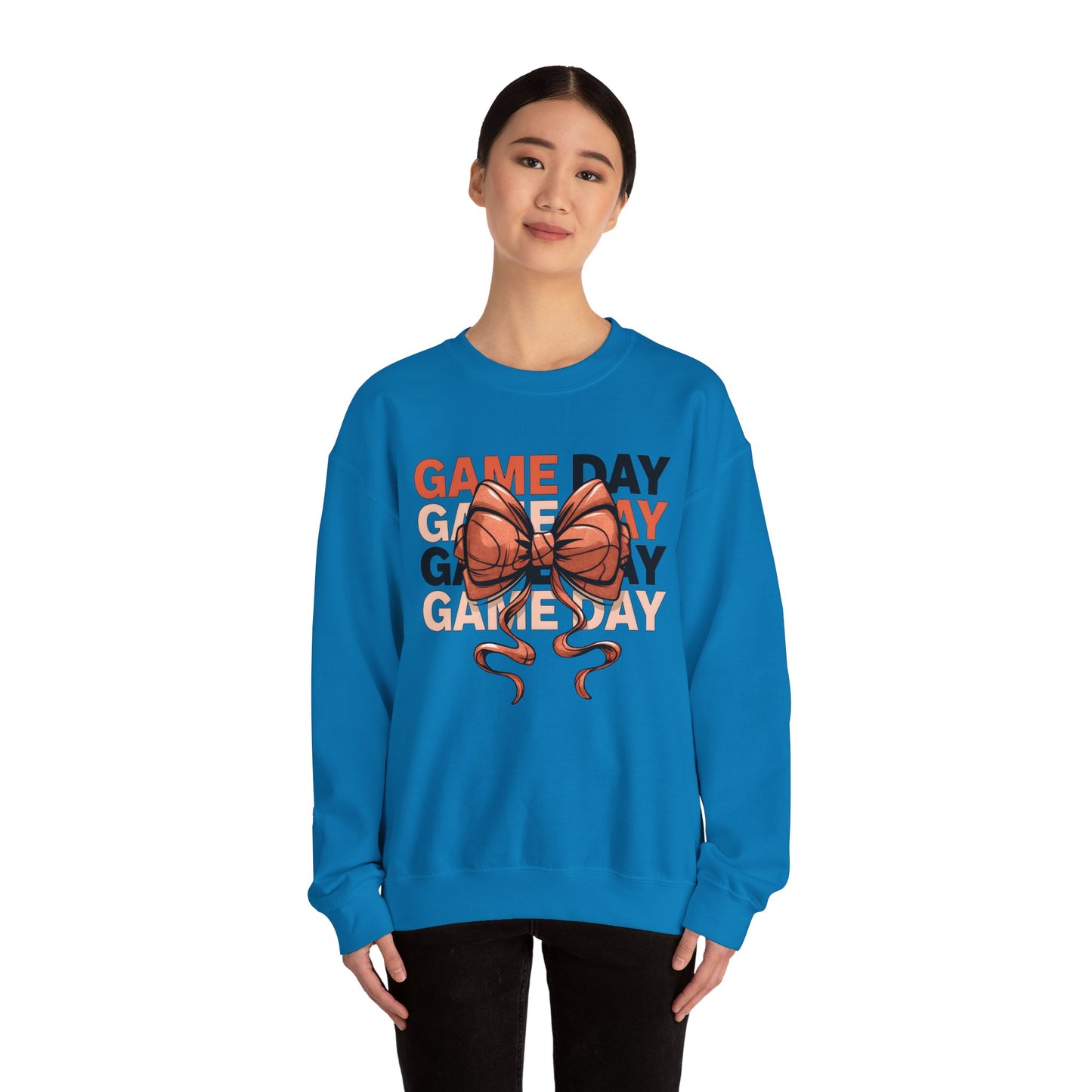 Game Day Basketball Bow Heavy Blend™ Crewneck Sweatshirt