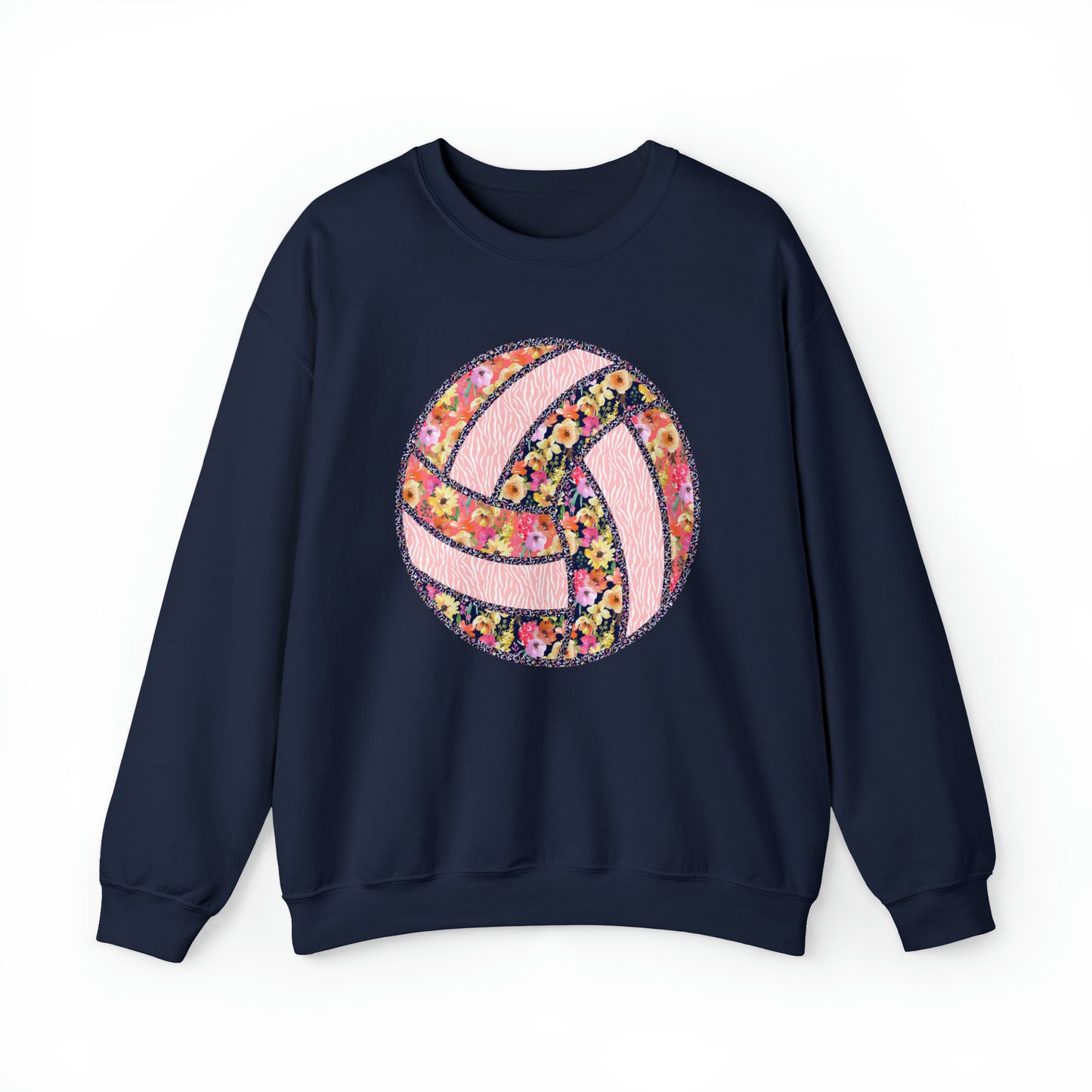 Floral Patchwork Volleyball Heavy Blend™ Crewneck Sweatshirt