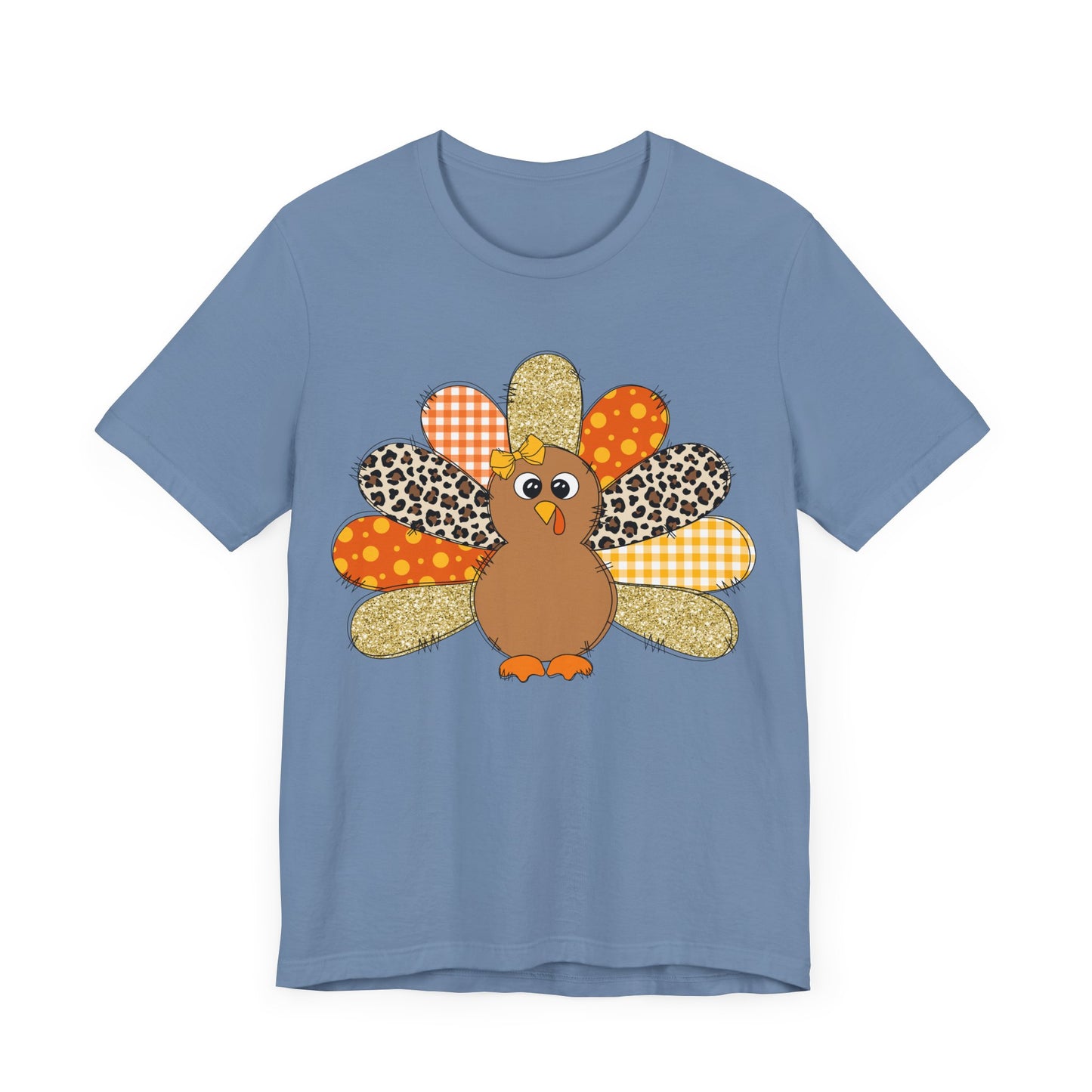 Cute Thanksgiving Turkey Jersey Short Sleeve Tee