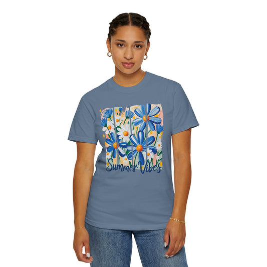 Blue Daisy Summer Vibes Garment-Dyed T-shirt