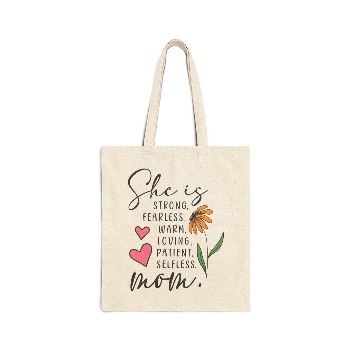 She Is Mom Cotton Canvas Tote Bag