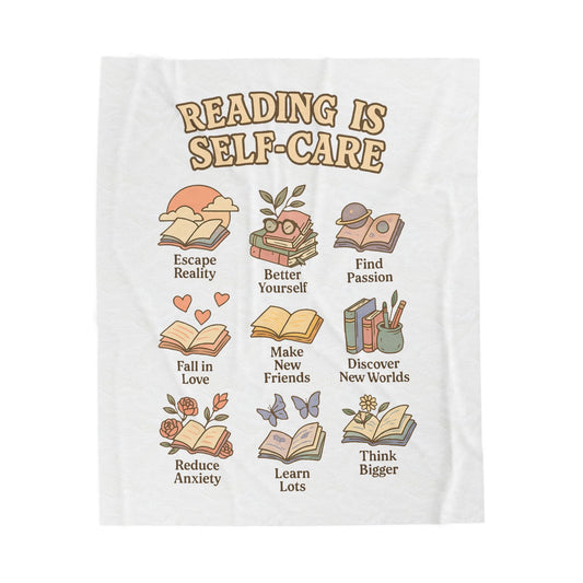 Reading Is Self Care Velveteen Plush Blanket