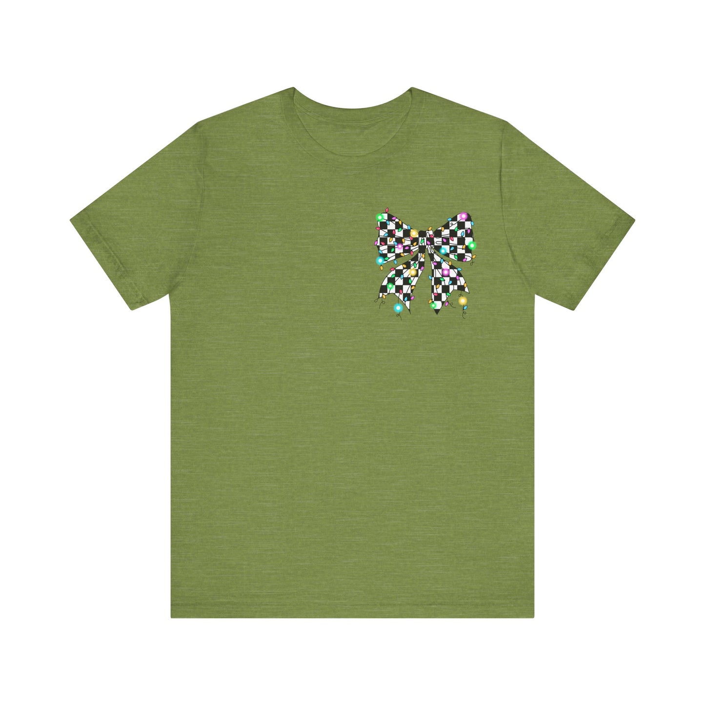 Checkered Lighted Bow Jersey Short Sleeve Tee