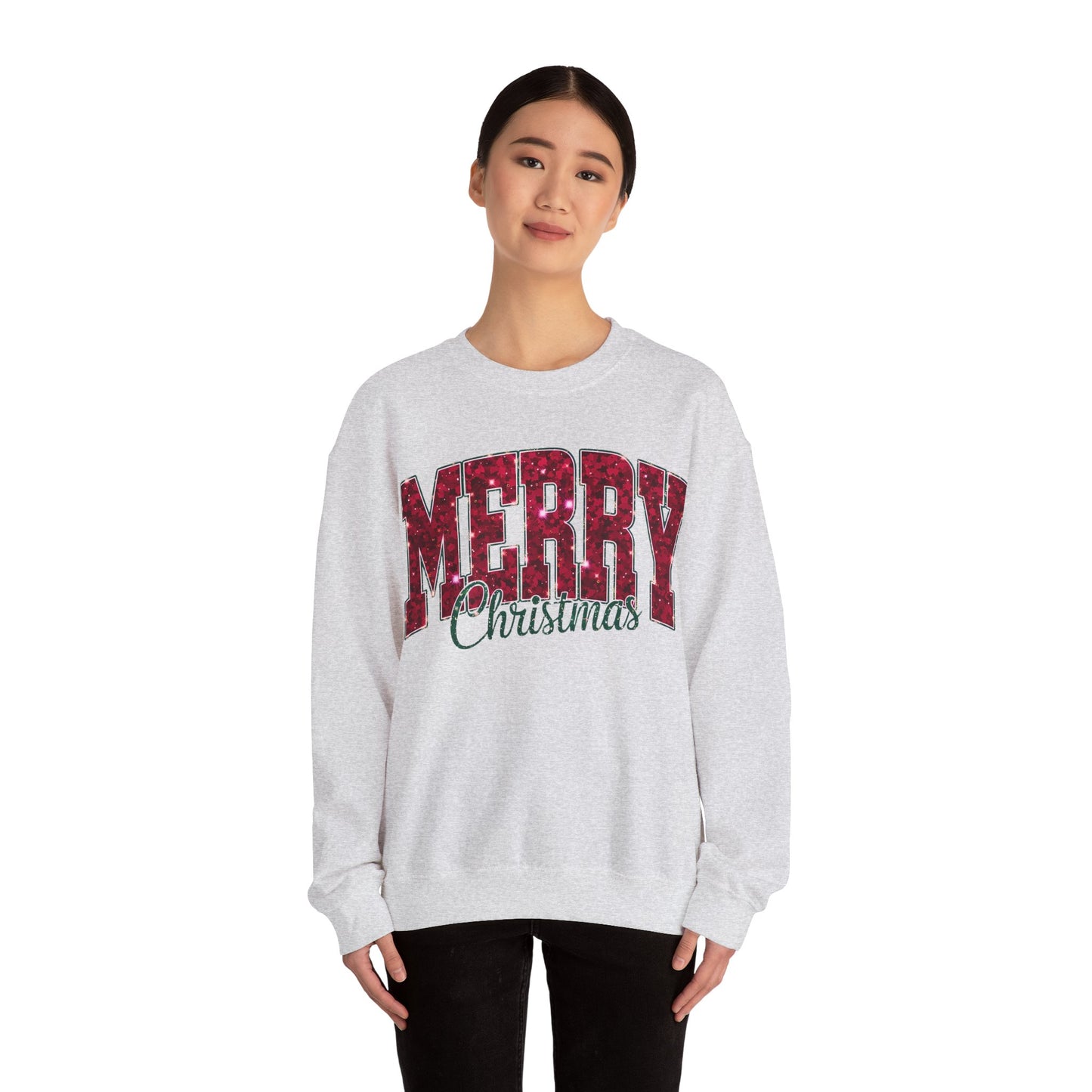 Glittery Merry Christmas Heavy Blend™ Crewneck Sweatshirt