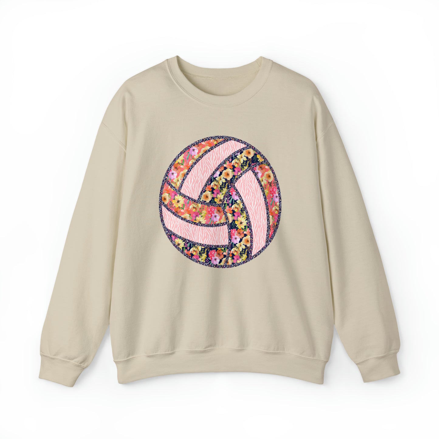 Floral Patchwork Volleyball Heavy Blend™ Crewneck Sweatshirt