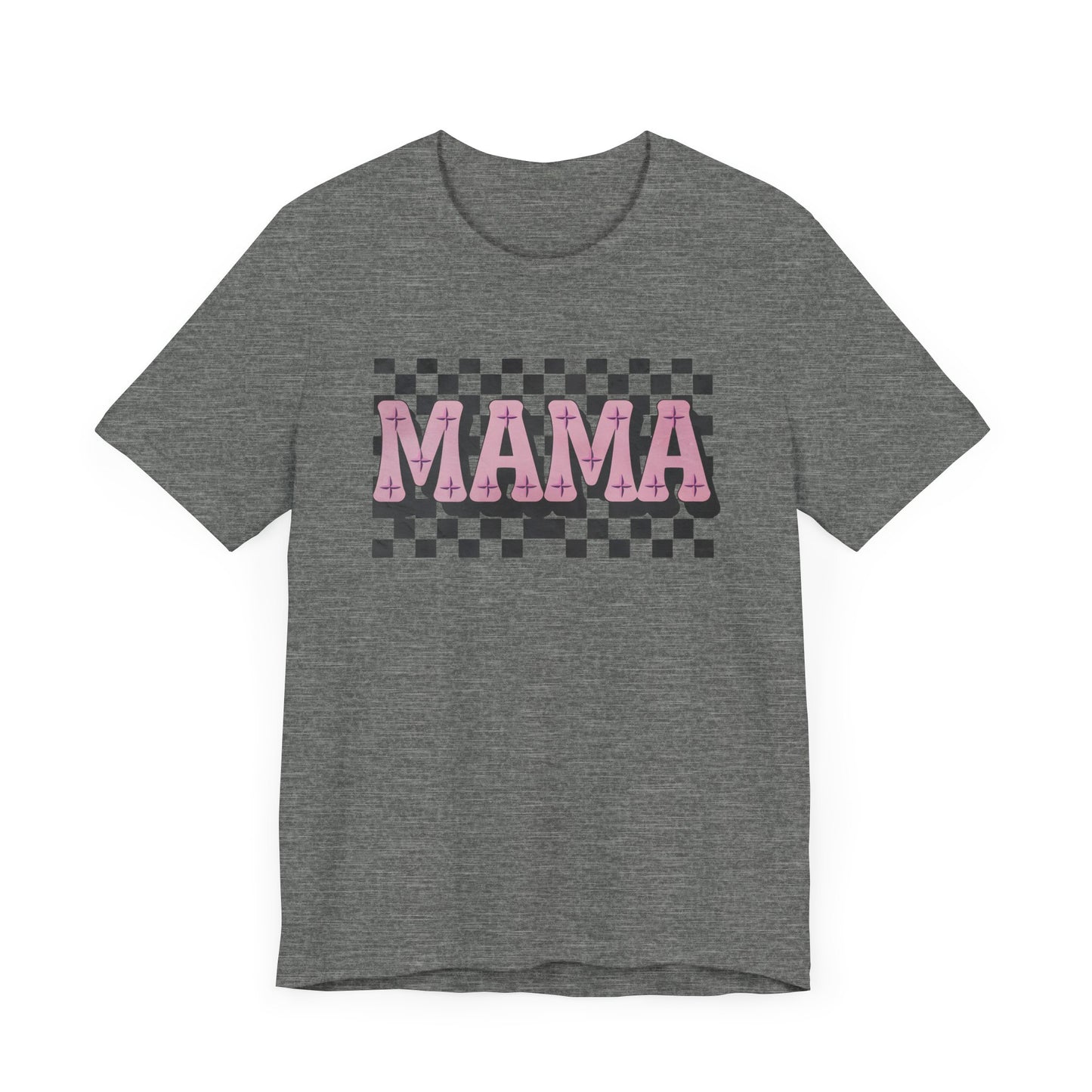 Mama Checkered Background Jersey Short Sleeve Tee