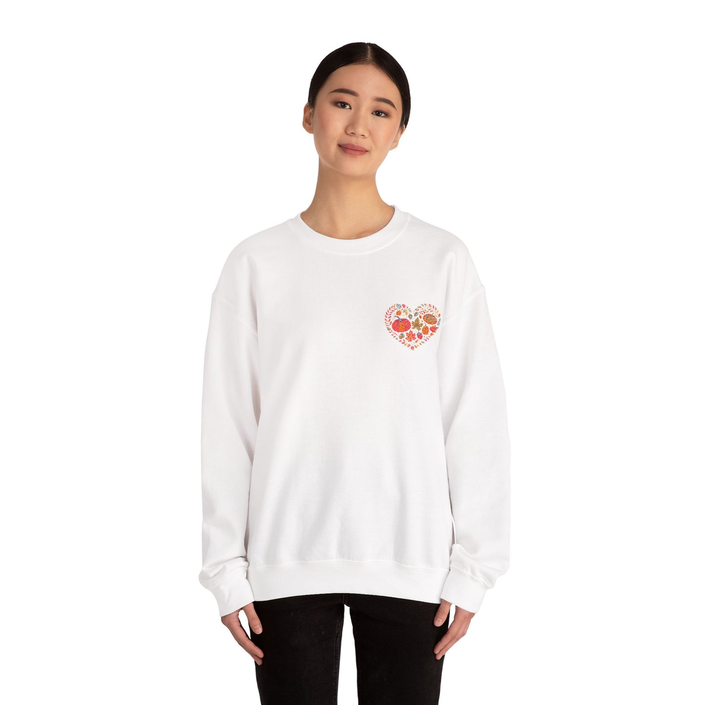 Embroidered Fall Heart Heavy Blend™ Crewneck Sweatshirt
