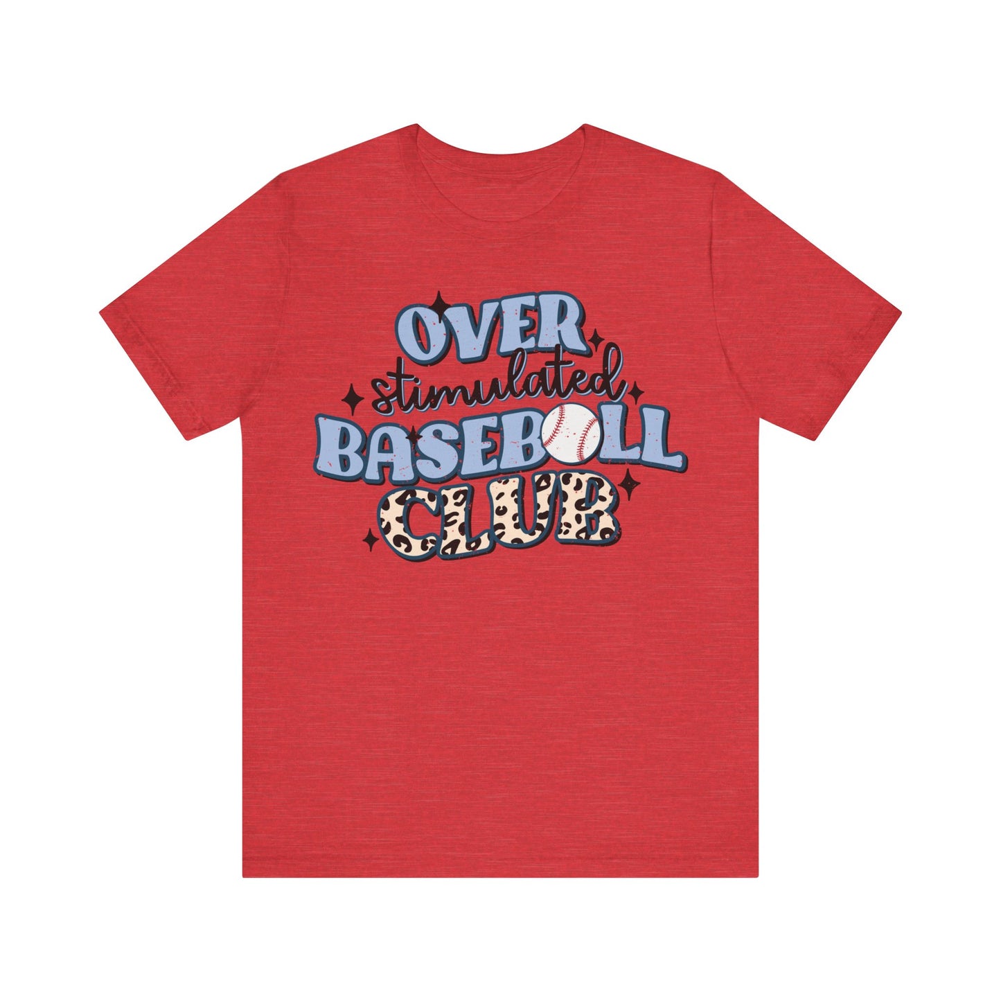 Blue Overstimulated Baseball Club Jersey Short Sleeve Tee