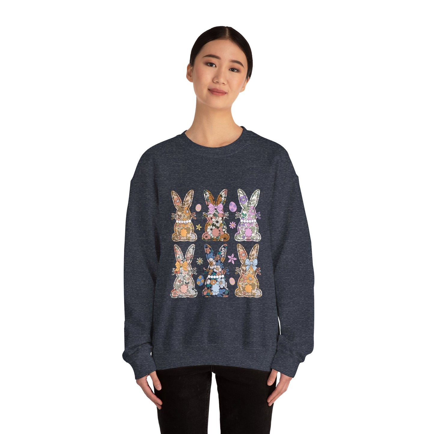 Floral Bunnies Heavy Blend™ Crewneck Sweatshirt