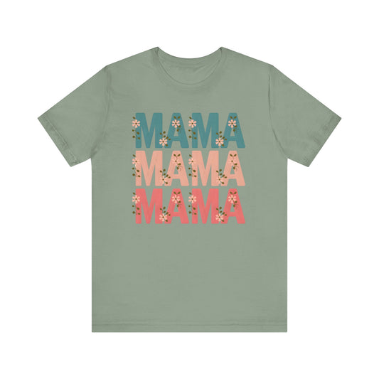 Mama Stacked Floral Jersey Short Sleeve Tee