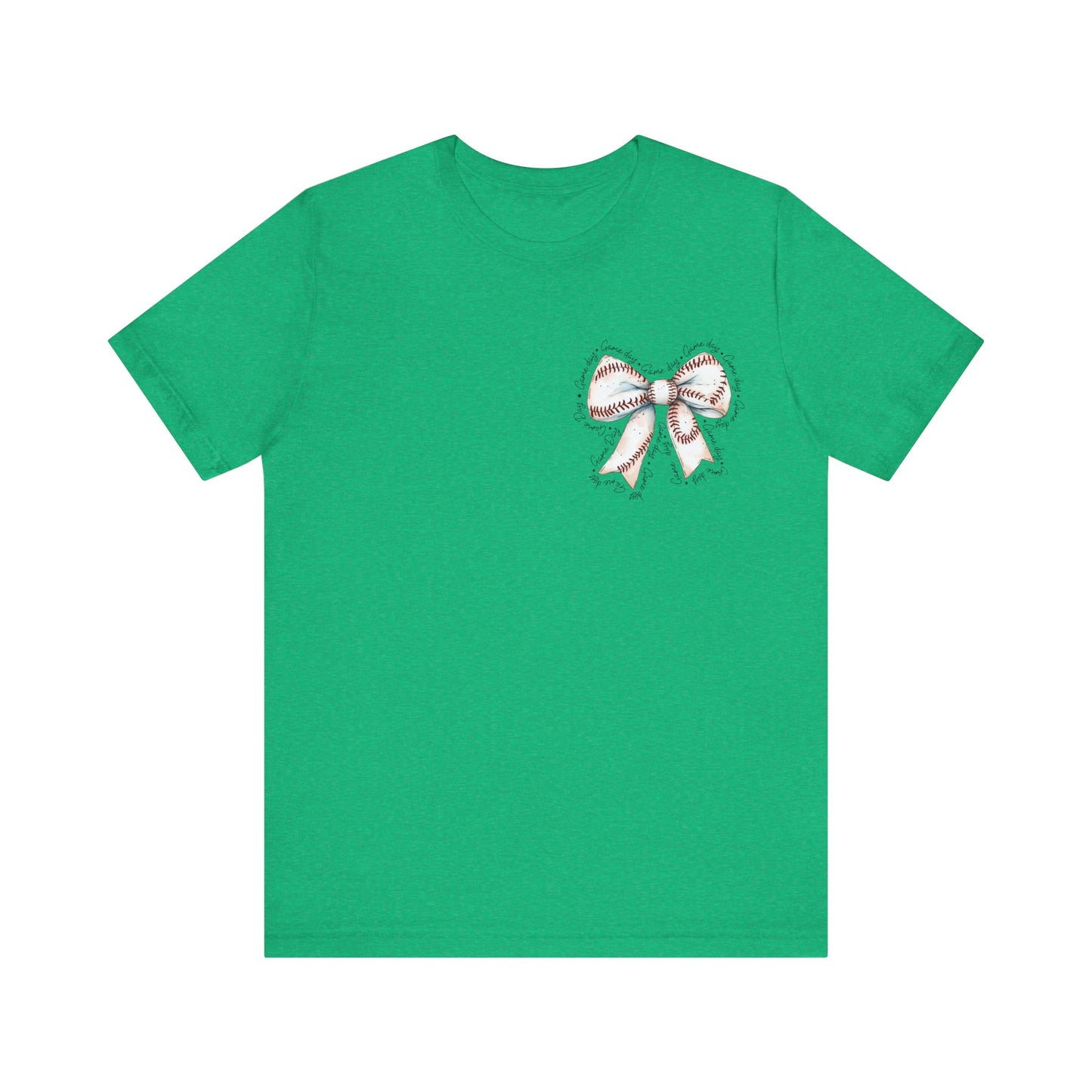 Baseball Game Day Bow Pocket Jersey Short Sleeve Tee