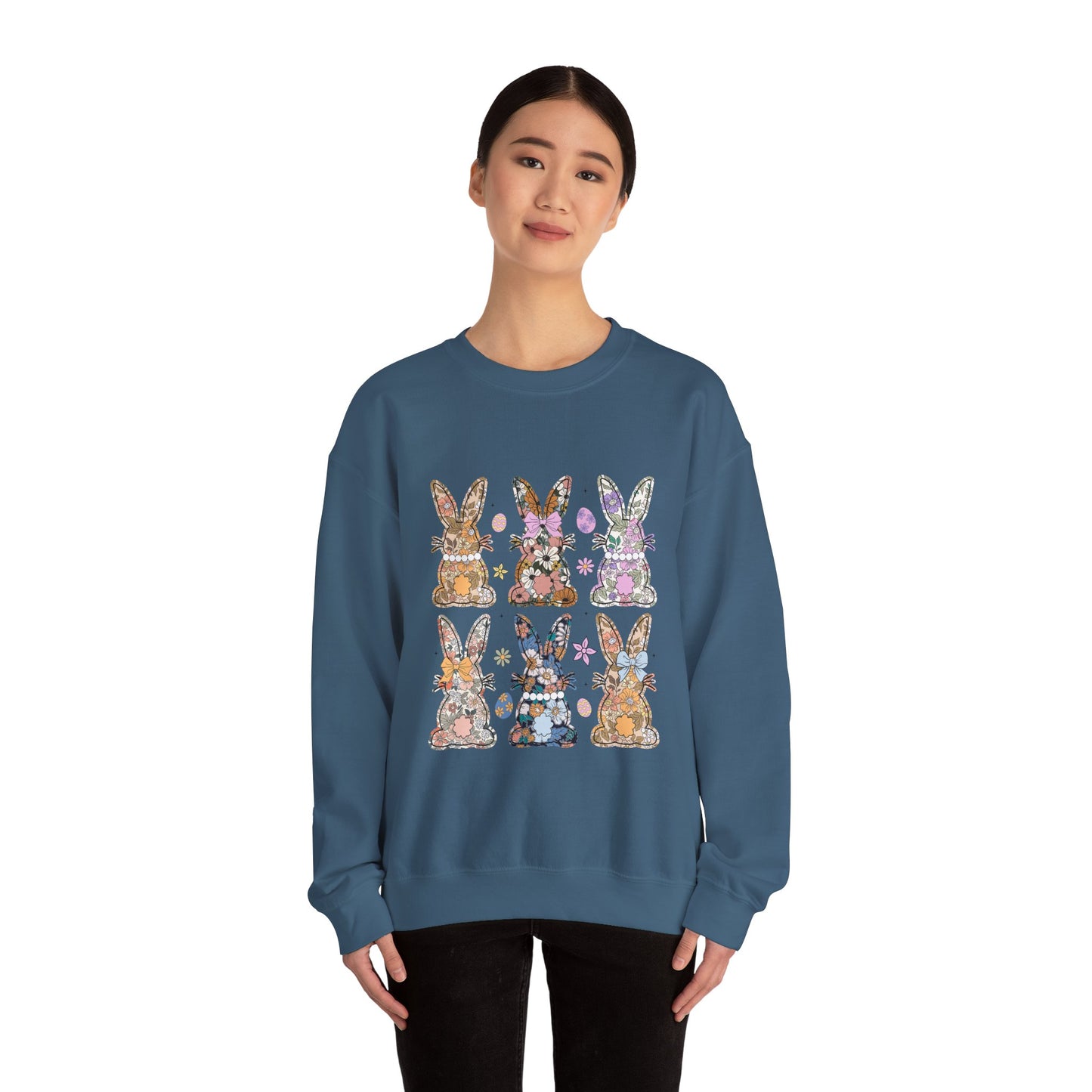 Floral Bunnies Heavy Blend™ Crewneck Sweatshirt