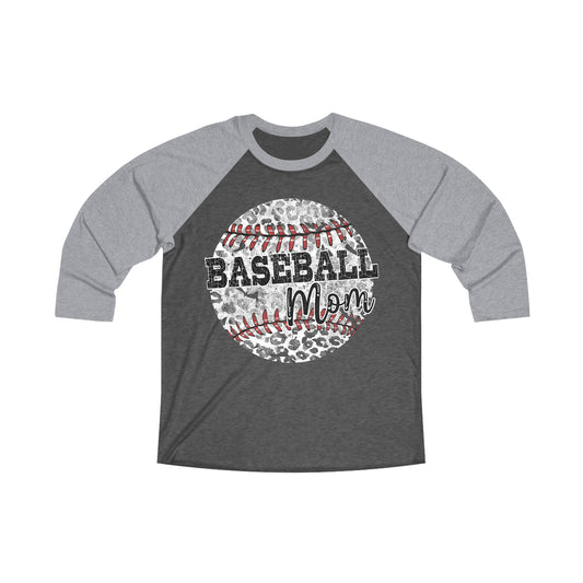 Baseball Mom Distressed Ball Tri-Blend 3\4 Raglan Tee