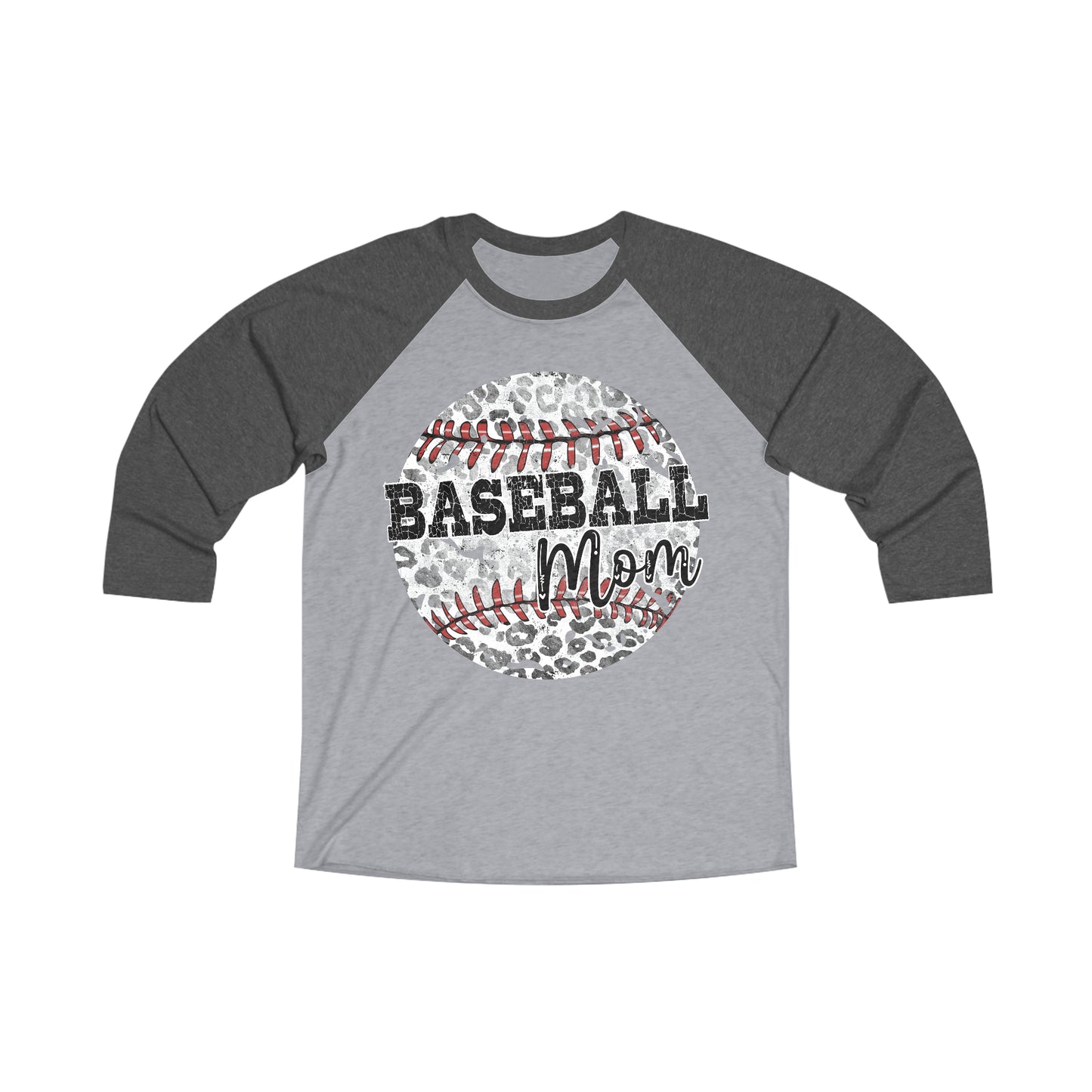 Baseball Mom Distressed Ball Tri-Blend 3\4 Raglan Tee