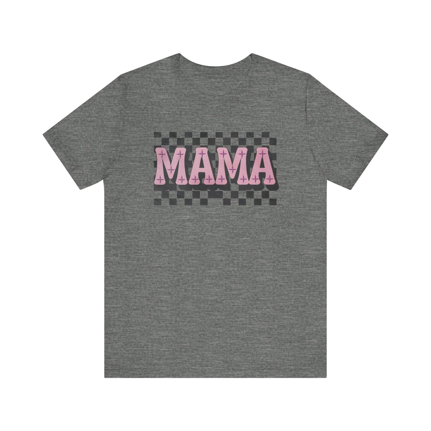 Mama Checkered Background Jersey Short Sleeve Tee