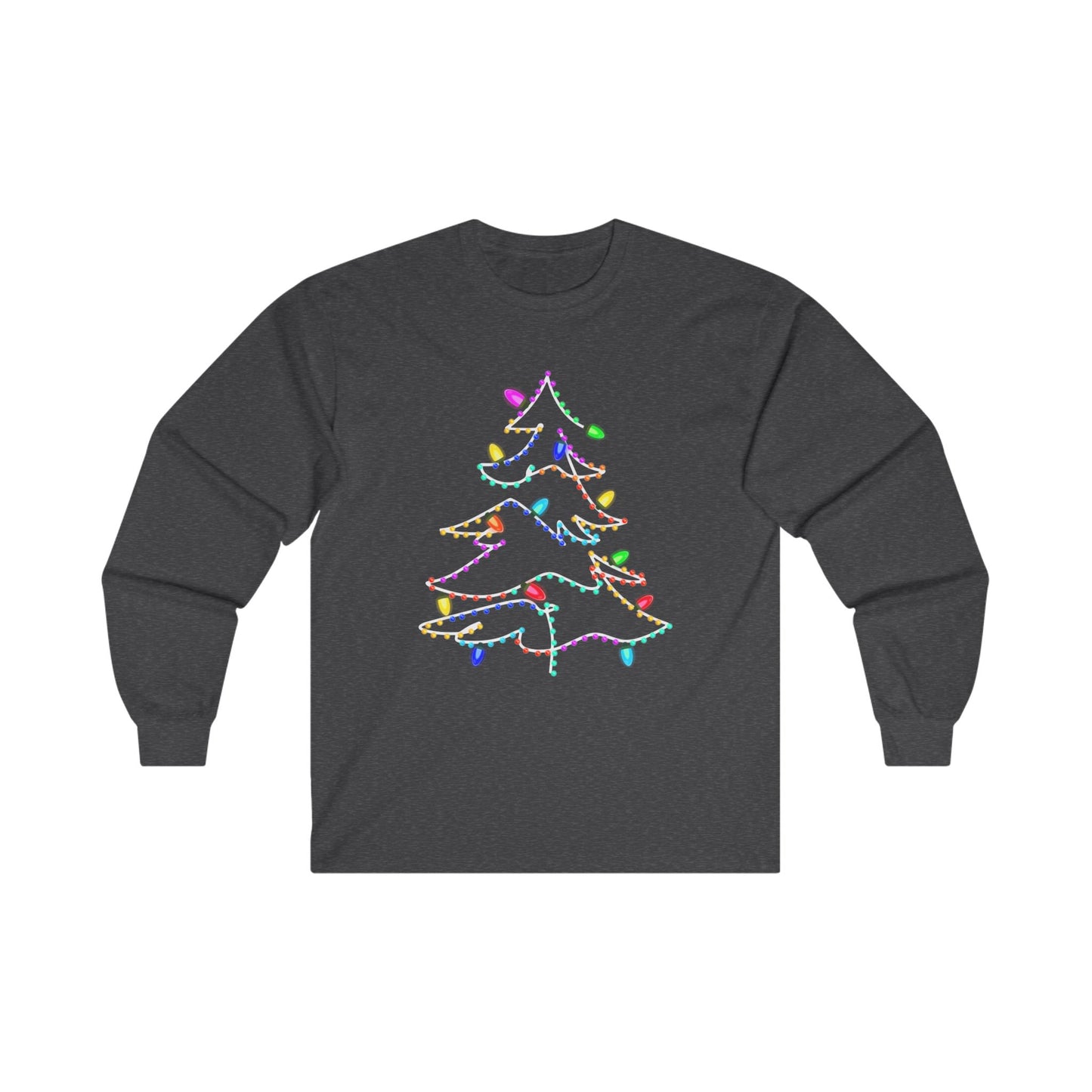 4X/5X Lighted Christmas Tree Ultra Cotton Long Sleeve