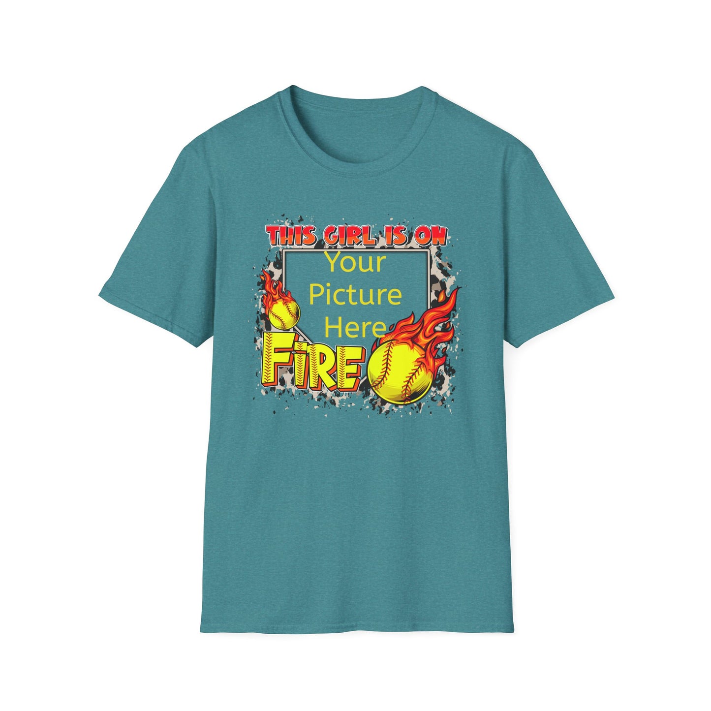 Custom Softball This Girl Is On Fire Softstyle T-Shirt