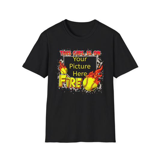 Custom Softball This Girl Is On Fire Softstyle T-Shirt