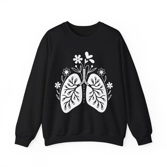 Breathe Floral Lungs Heavy Blend™ Crewneck Sweatshirt