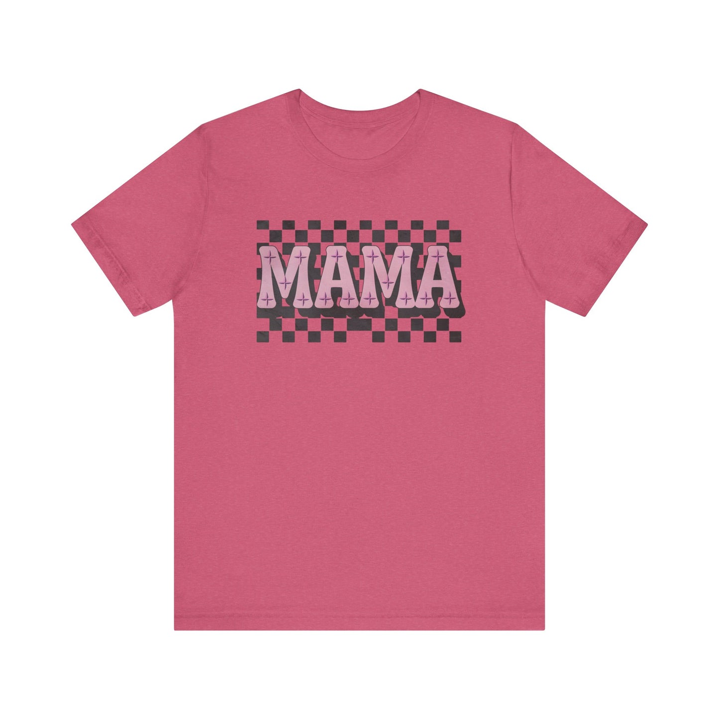 Mama Checkered Background Jersey Short Sleeve Tee