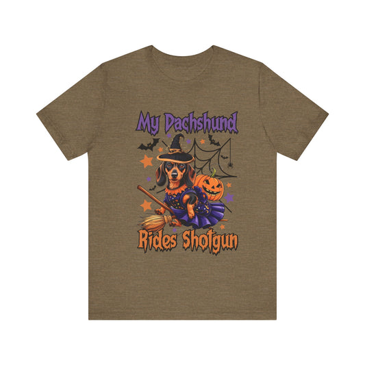 My Dachshund Rides Shotgun Jersey Short Sleeve Tee