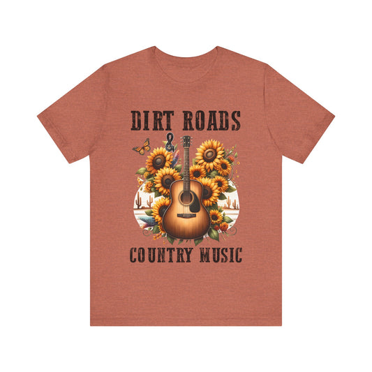 Dirt Roads and Country Music Jersey Short Sleeve Tee