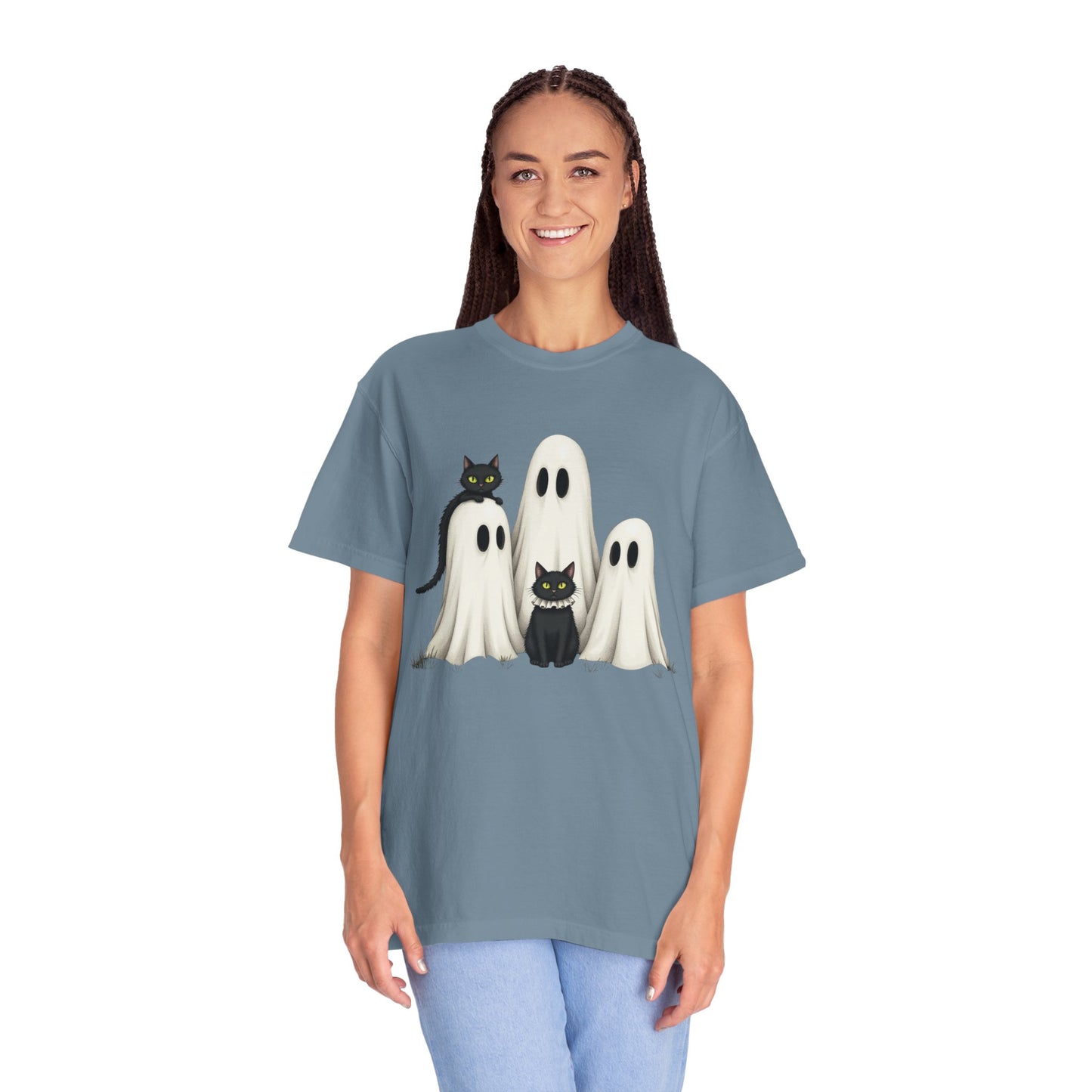Black Cat and Ghosts  Garment-Dyed T-shirt