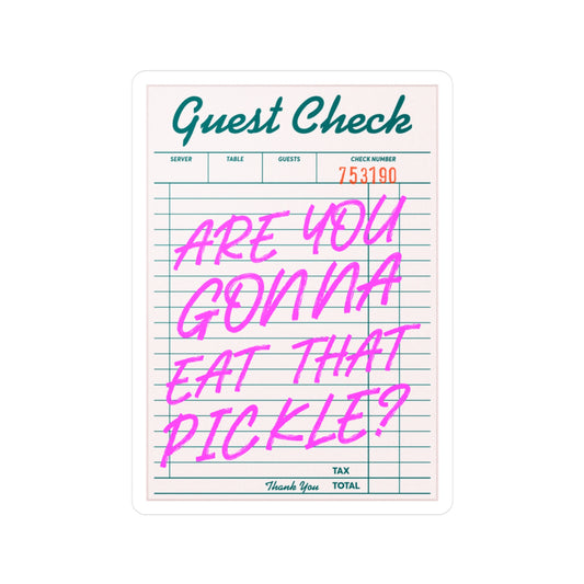 Guest Check Pickle Kiss-Cut Vinyl Decals
