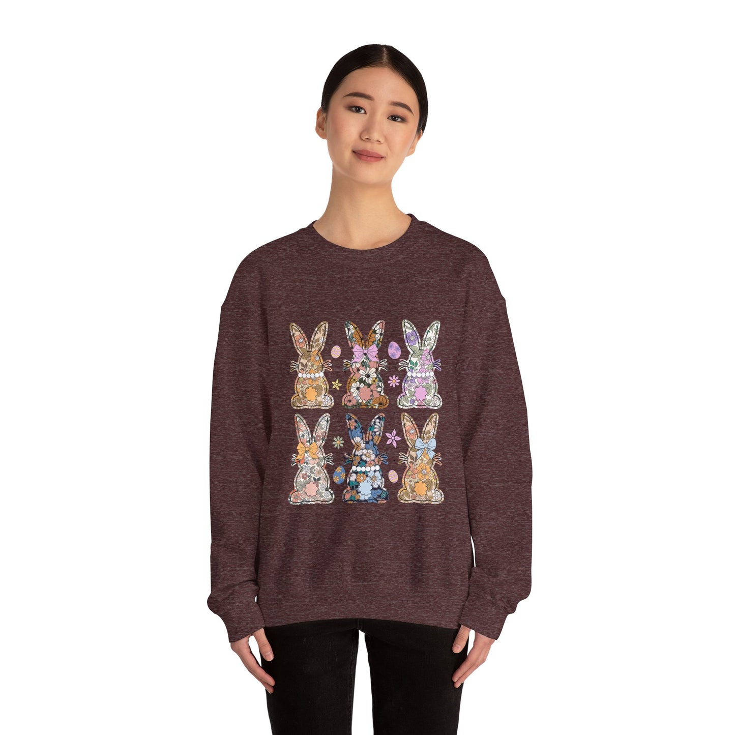 Floral Bunnies Heavy Blend™ Crewneck Sweatshirt