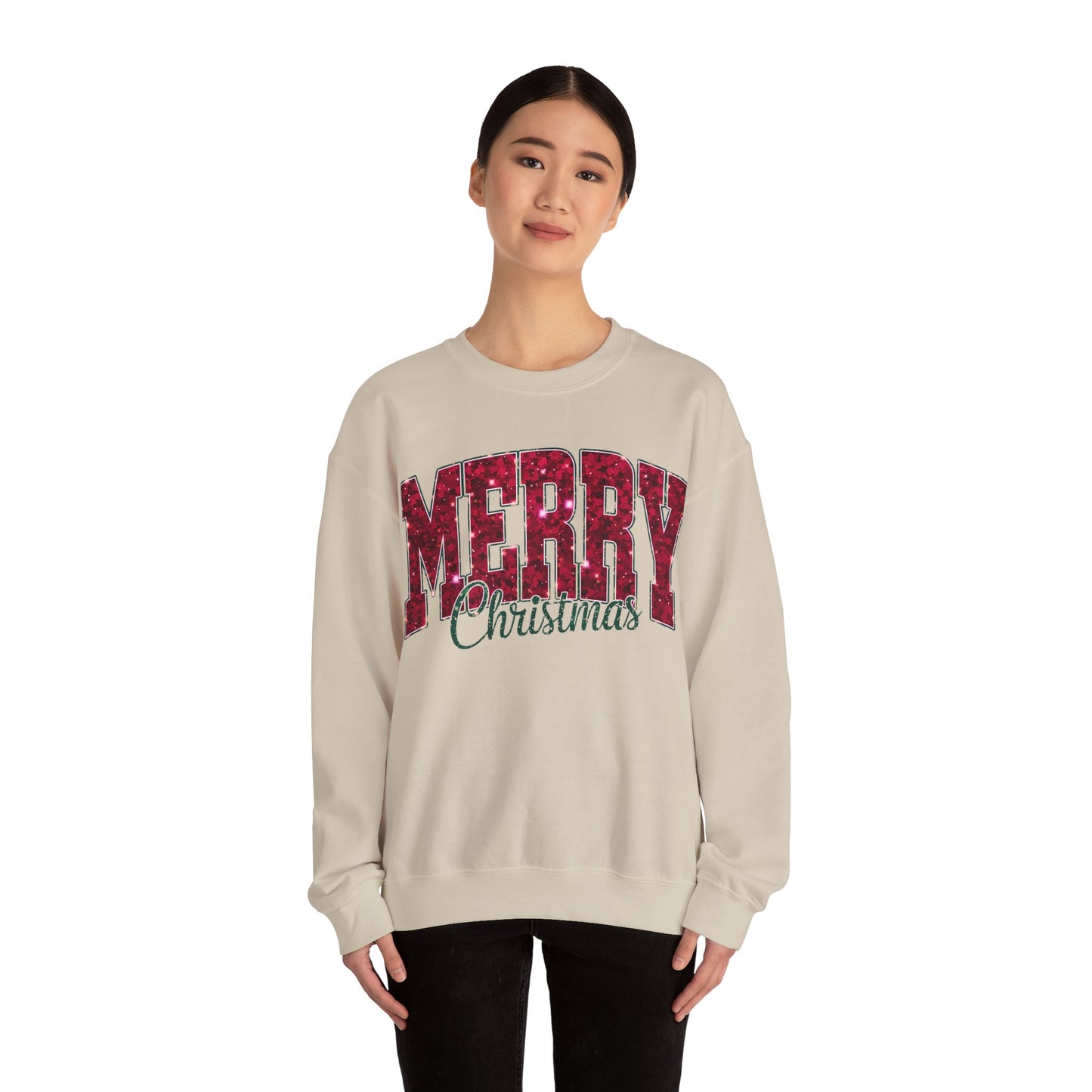 Glittery Merry Christmas Heavy Blend™ Crewneck Sweatshirt