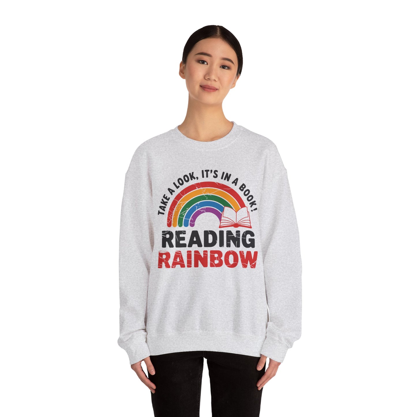 Retro Reading Rainbow Heavy Blend™ Crewneck Sweatshirt