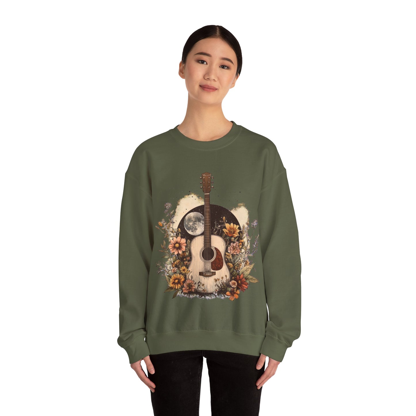 Moon and Guitar  Heavy Blend™ Crewneck Sweatshirt