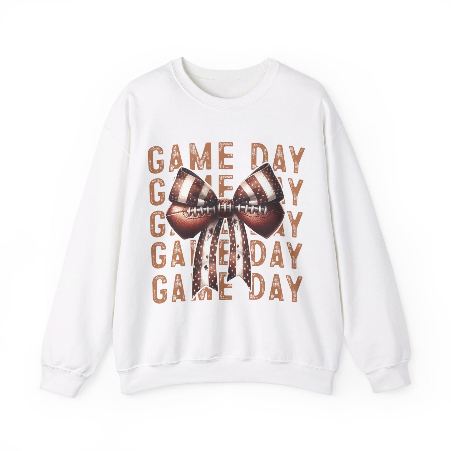 Game Day Football Bow Heavy Blend™ Crewneck Sweatshirt