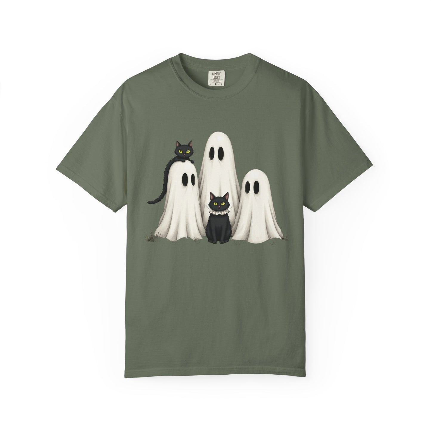 Black Cat and Ghosts  Garment-Dyed T-shirt