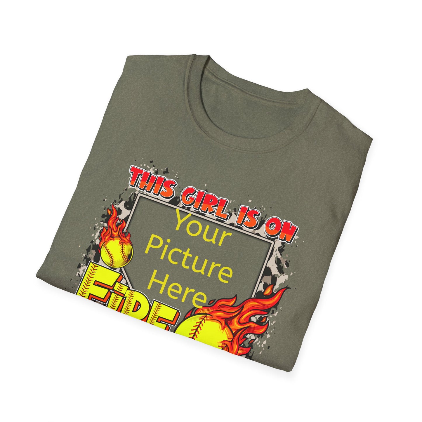 Custom Softball This Girl Is On Fire Softstyle T-Shirt
