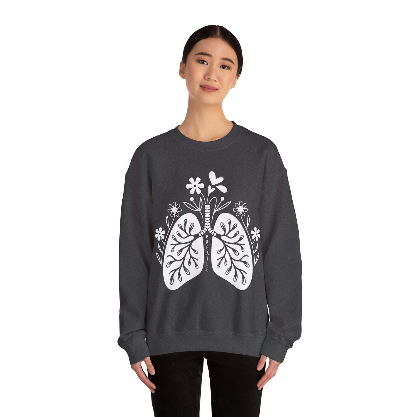 Breathe Floral Lungs Heavy Blend™ Crewneck Sweatshirt