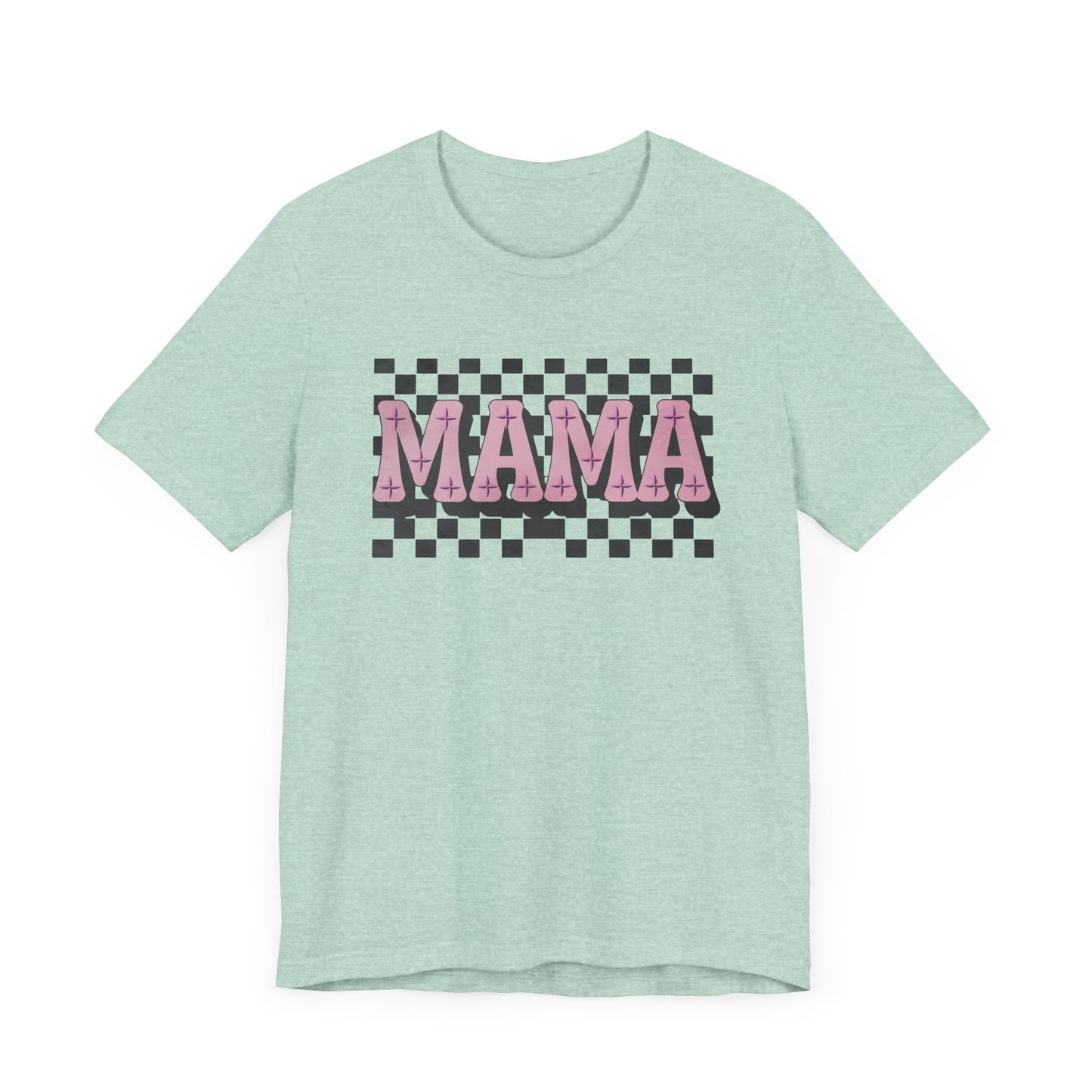 Mama Checkered Background Jersey Short Sleeve Tee