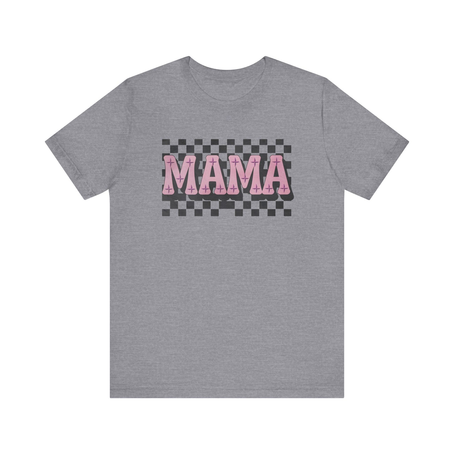 Mama Checkered Background Jersey Short Sleeve Tee