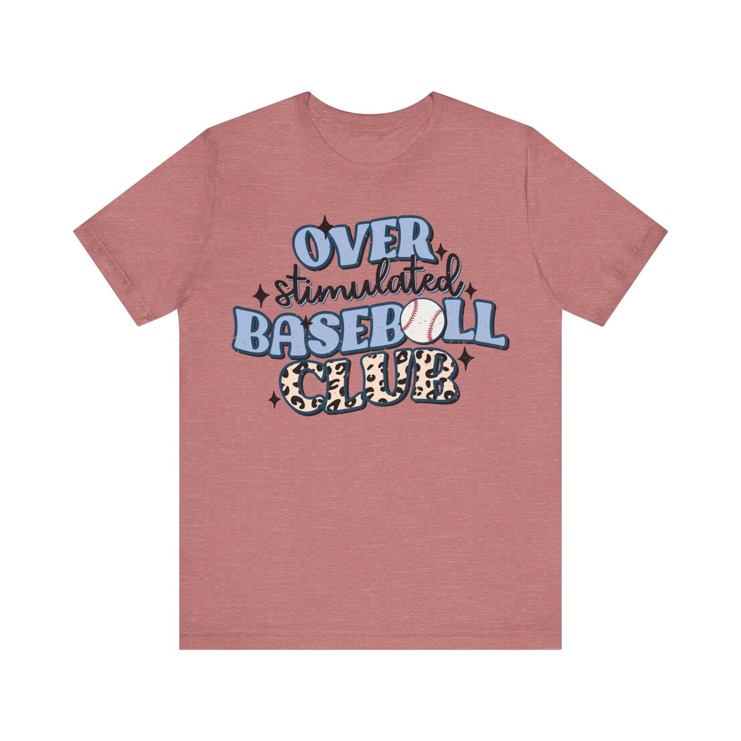 Blue Overstimulated Baseball Club Jersey Short Sleeve Tee
